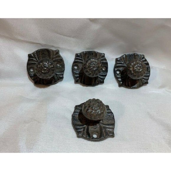 Four (4) Drawer Pulls Vintage Cast Iron Drawer Knob 2 1/4" wide Base 0170-0062 - Picture 2 of 12